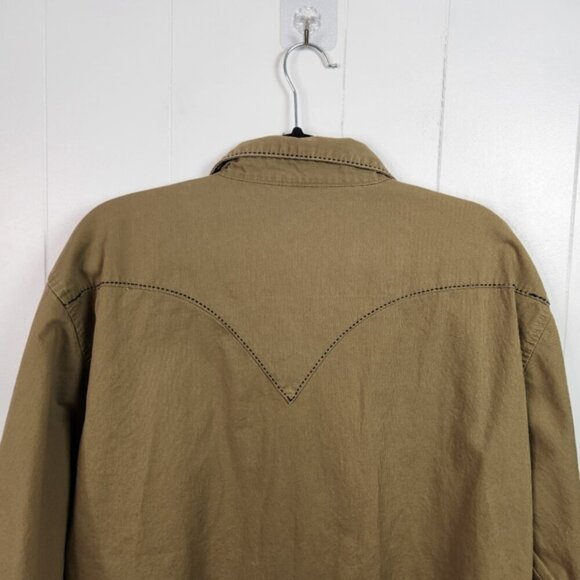 Twenty X Tan Corduroy Pearl Snap Western Button Down Shirt Slim Fit Mens XXL - Picture 2 of 14